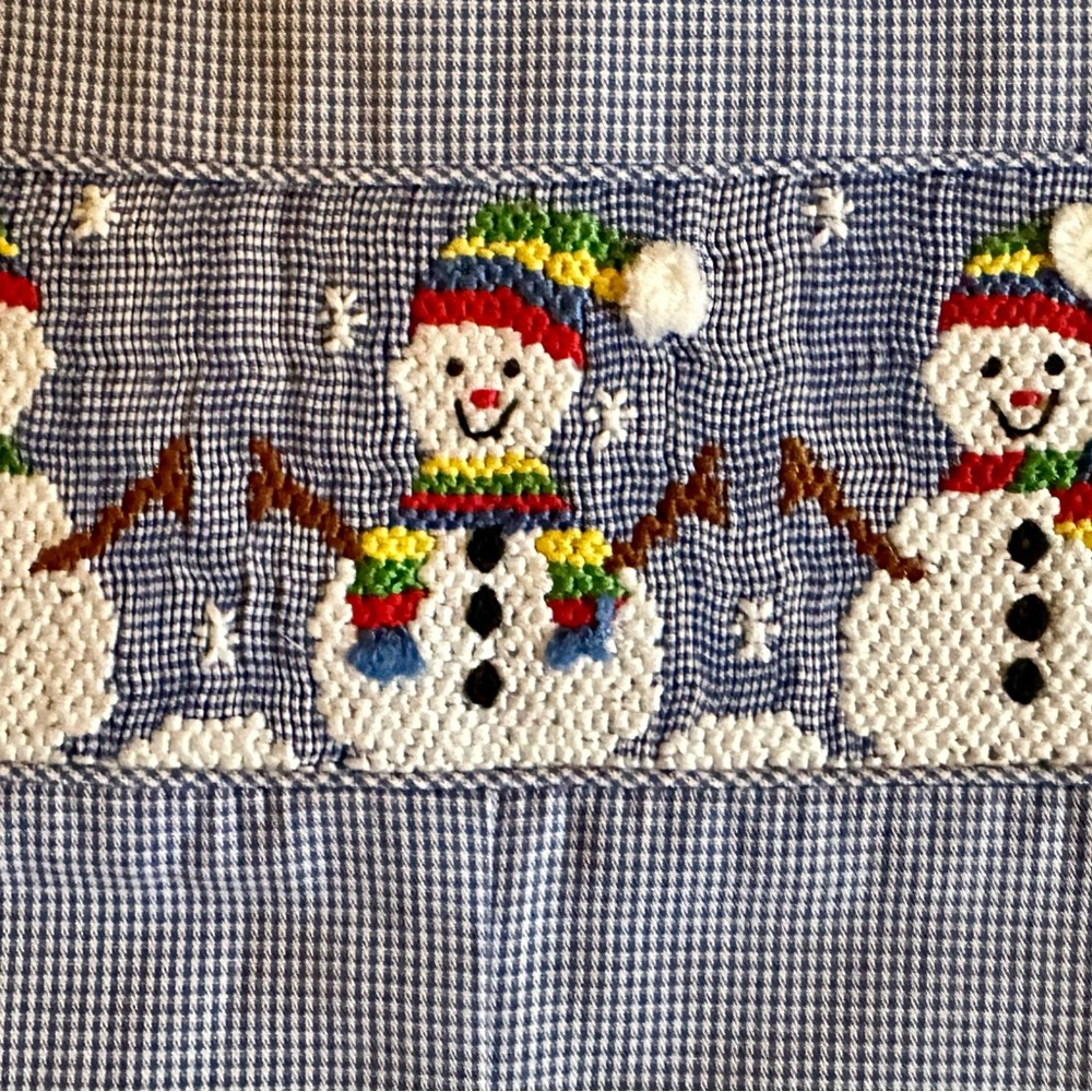 NWT Vive La Fête Smocked Snowman Longall with Peter Pan Collar Shirt 6M - Picture 2 of 7